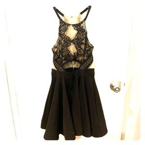 Black lace skater dress